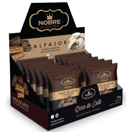 Alfajor Nobre Caixa C12 Meio Amargo Cobertura Chocolate 600g