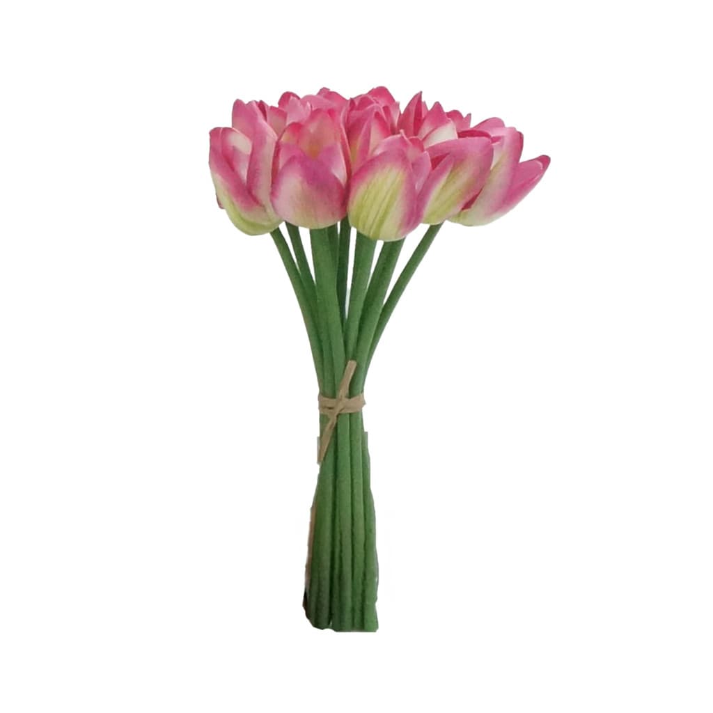 Maço Artificial de Tulipa Pink com 11 Botões Decoração Casamento Ramalhete de Tulipa