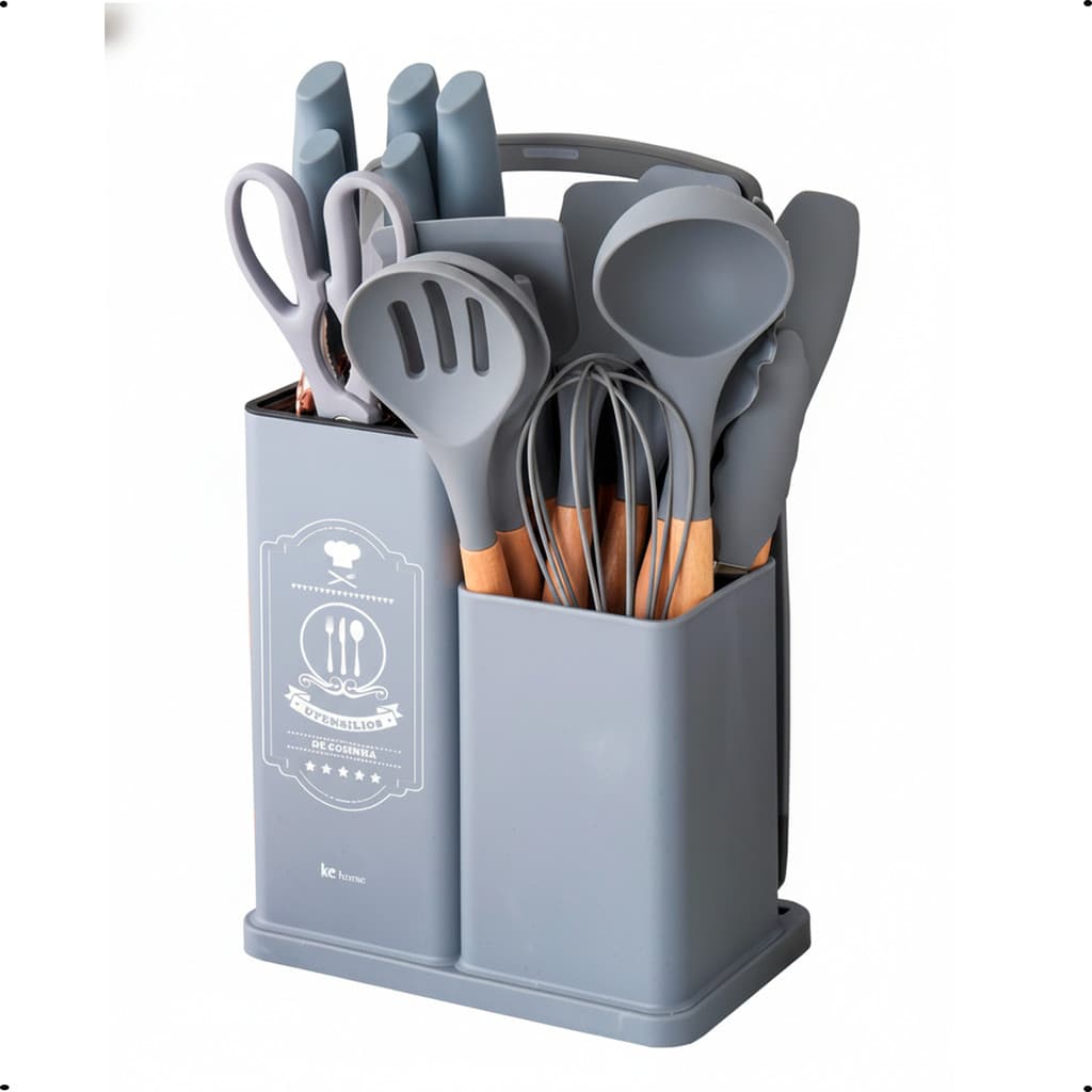 Kit de Utensílios 18 Peças Califórnia Cinza
