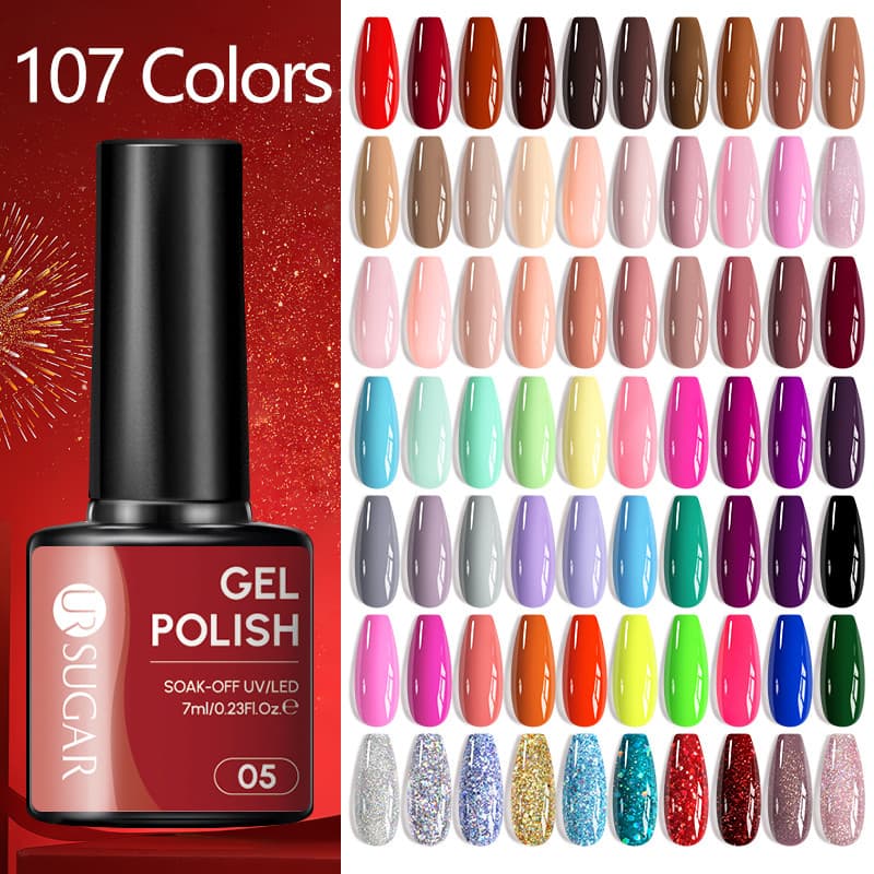 UR SUGAR 7ML Esmalte Em Gel De Cor Sólida 107 Cores Soak Off UV LED Verniz Semipermanente Com Brilho Mani