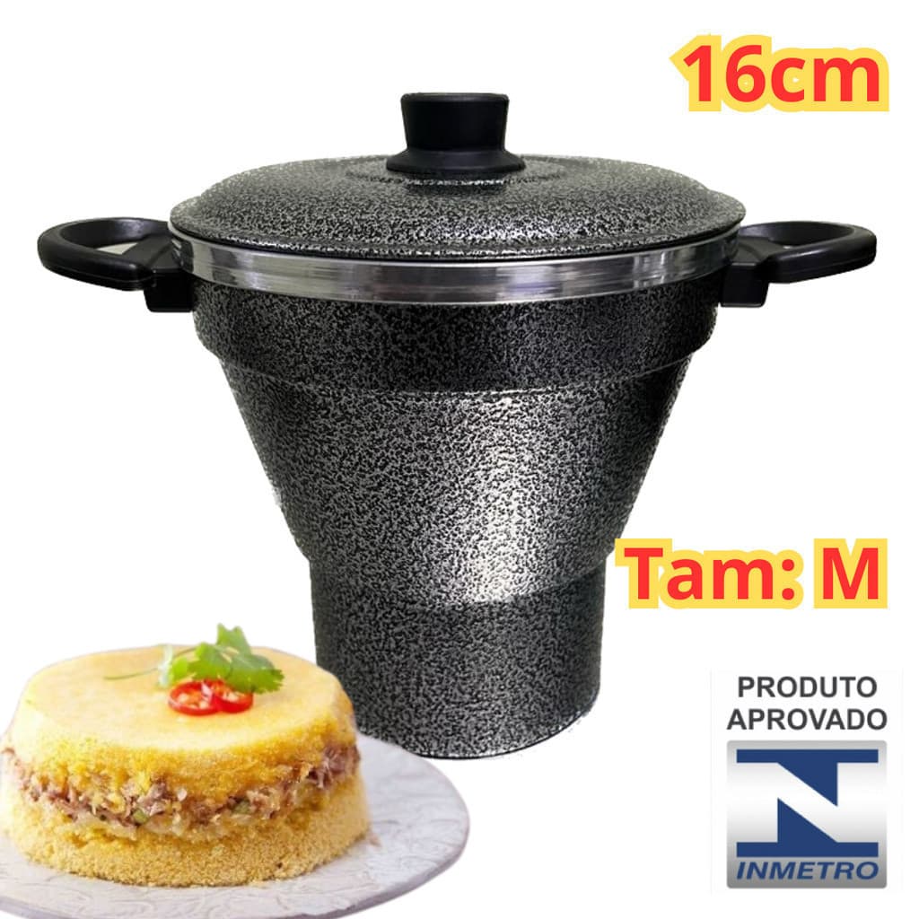 Cuscuzeiro Nordestino Aluminio Craquelado Nº16 Tamanho M