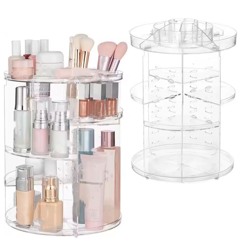Prateleira Porta Maquiagem 4 Andares Organizador De Cosmeticos Giratorio Perfumes Suporte Acrilico Com Rotacao
