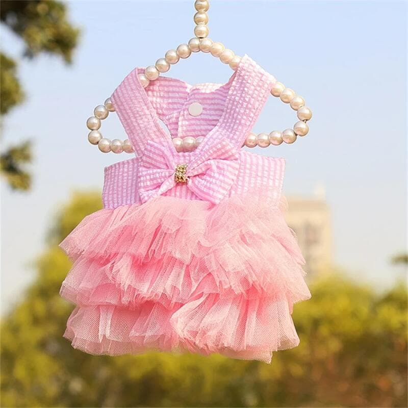 Vestido de Verão para Cães, Saia de Renda para Gatos, Roupa para Animais de Estimação, Saia Listrada para Chihuahua, Ves