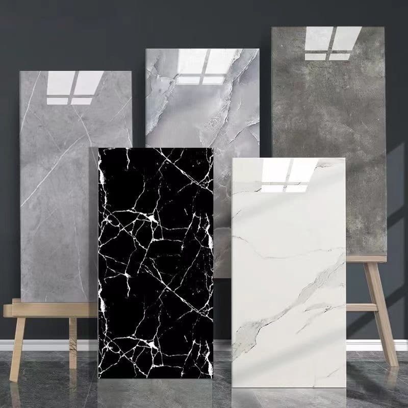 Conjunto de placa adesiva de parede de mármore 3D lavável em relevo 30 cm x 60 cm produtos inodoros de decoração rápida