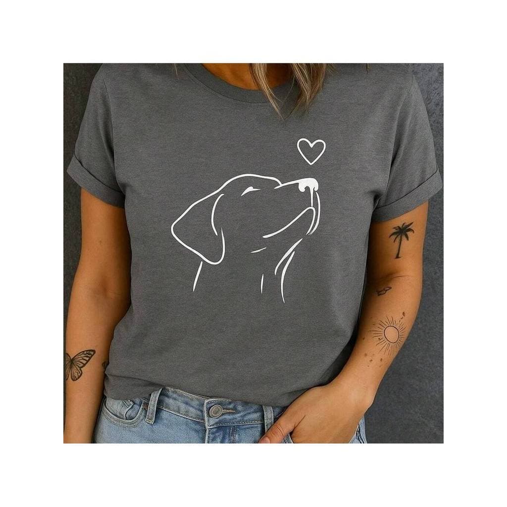 Camiseta Feminina e Masculina Camisa Unissex Cachorro Coração Blusa 100% algodão.