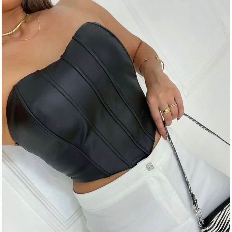 Cropped corset feminino Cropped courino