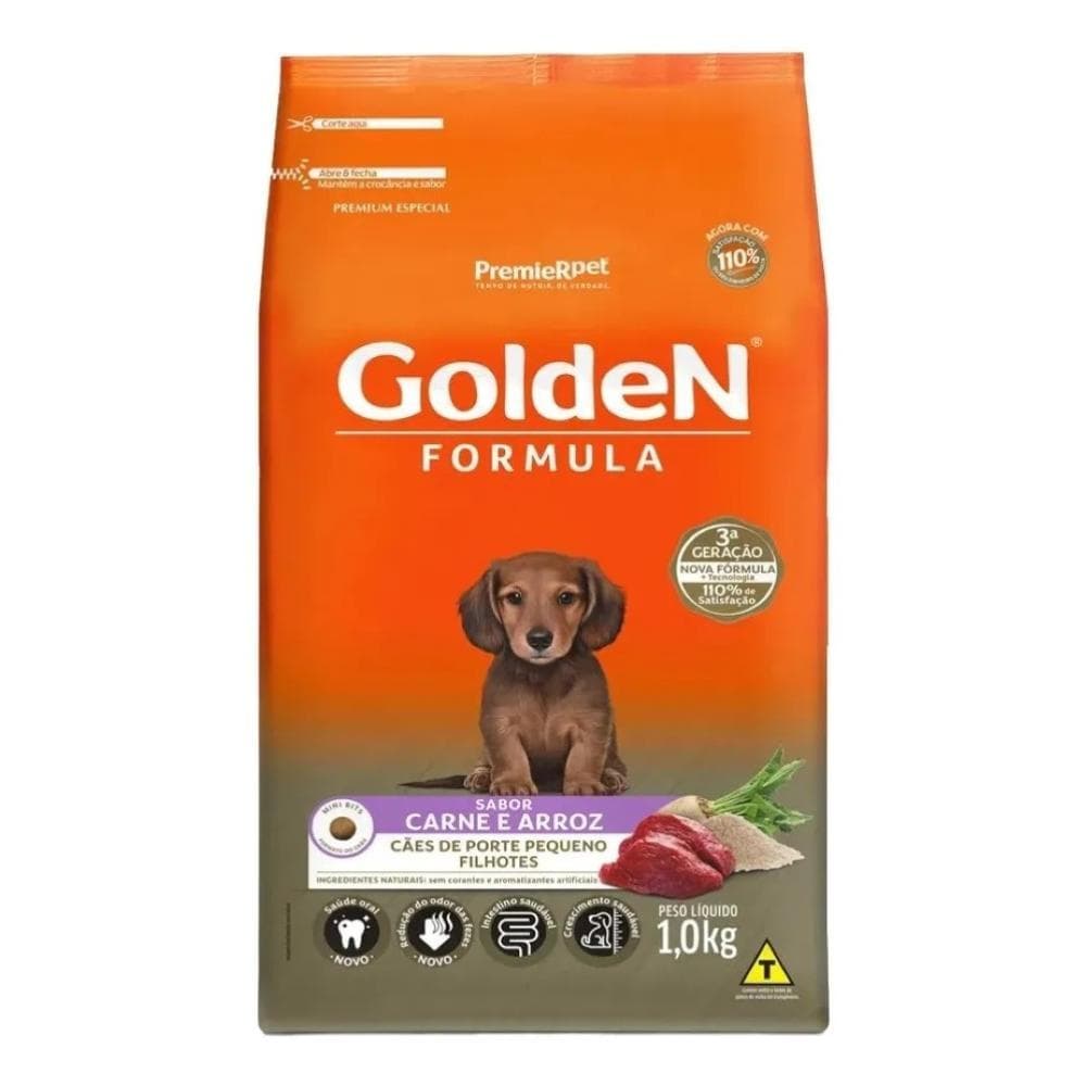 Golden Formula Cães Filhotes Porte Pequeno Carne & Arroz 1kg