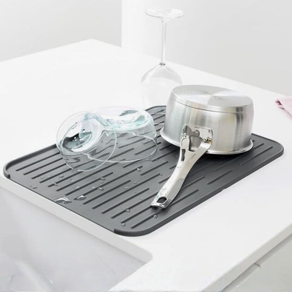 Escorredor para Louças em Tapete de Silicone Antiderrapante Brabantia Cinza Escuro