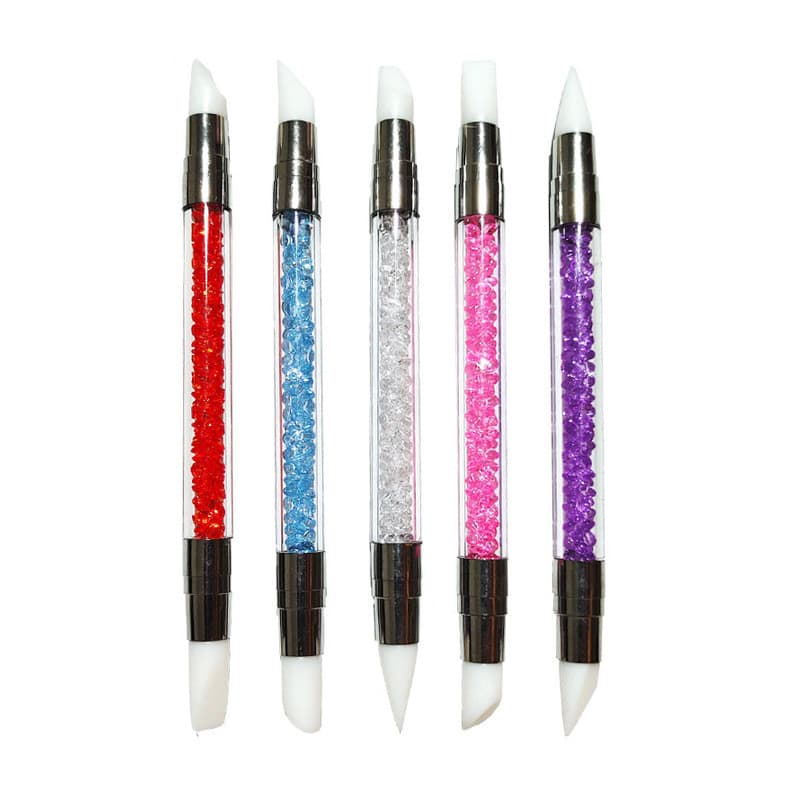 Kit de Nail Art (5 peças) - Pincel de silicone de ponta dupla, pincel para esfumar
