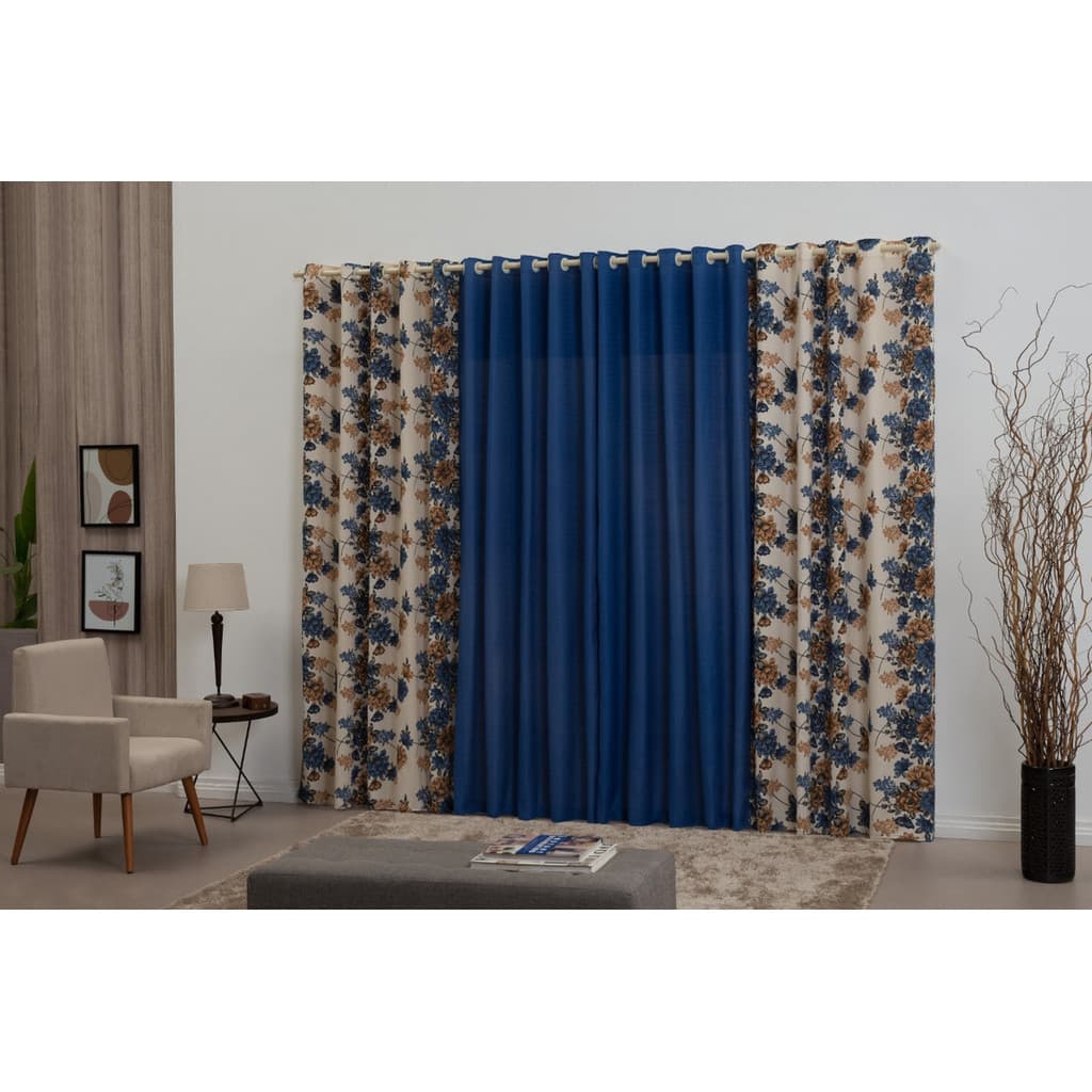Cortina Floratta Estampada Para Quarto Ou Sala 3 Metros