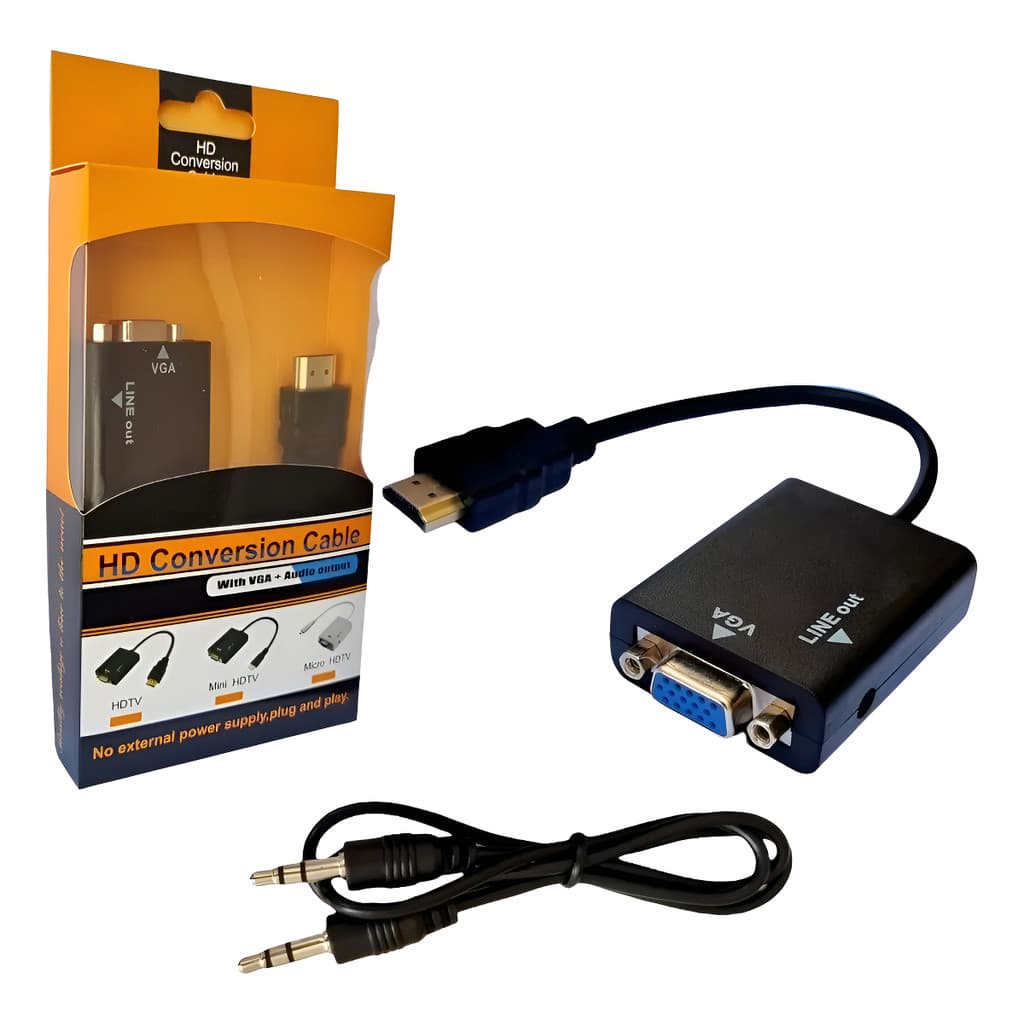 Cabo Adaptador E Conversor Hdmi Vga Saída P2 Áudio Envio 24h