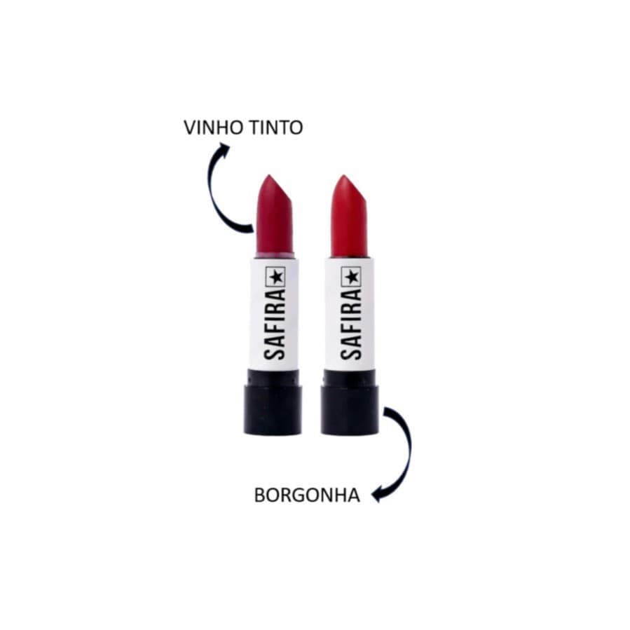Kit 2 Batons Matte Longa Duração Red Roses Tons de Vermelho Safira Alta Pigmentação e Fixação