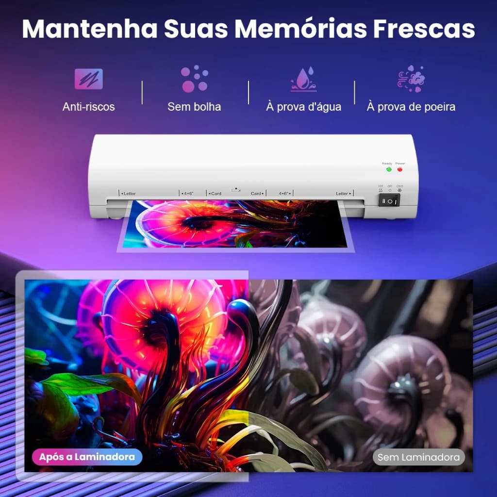 Plastificadora A4 Laminadora De 9 Polegadas 110V Com 5 Bolsas De Laminação Laminadora Térmica Antiatolamento QFUN