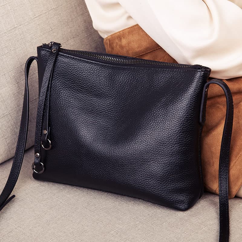 Bolsa feminina de couro puro 2026 novo estilo couro genuíno mensageiro pequeno saco moda feminina All-Match couro macio