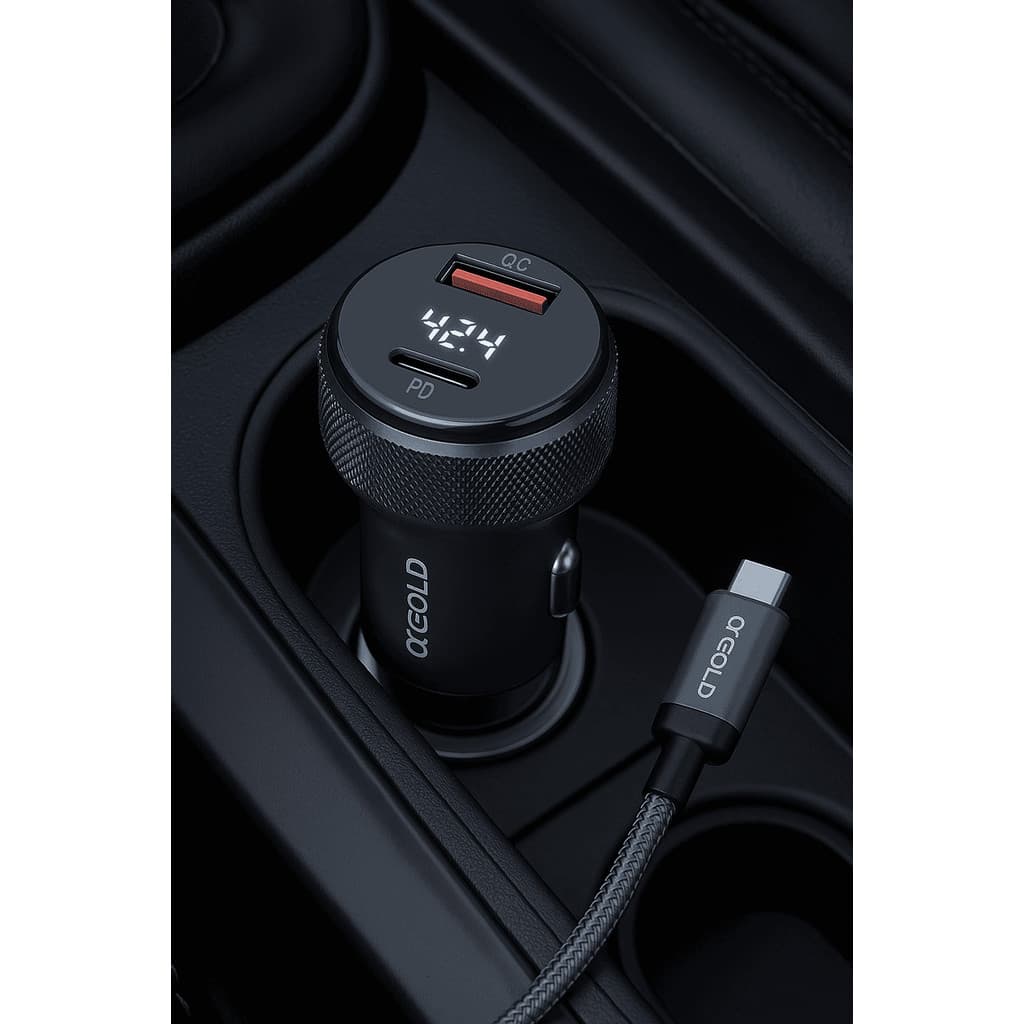 Carregador De Carro Veicular iPhone Turbo 60W + Cabo – Carregamento Super Rápido