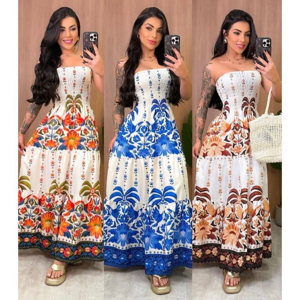 Vestido Tropical Longo Tomara que Caia Estampado – Moda Feminina 2026
