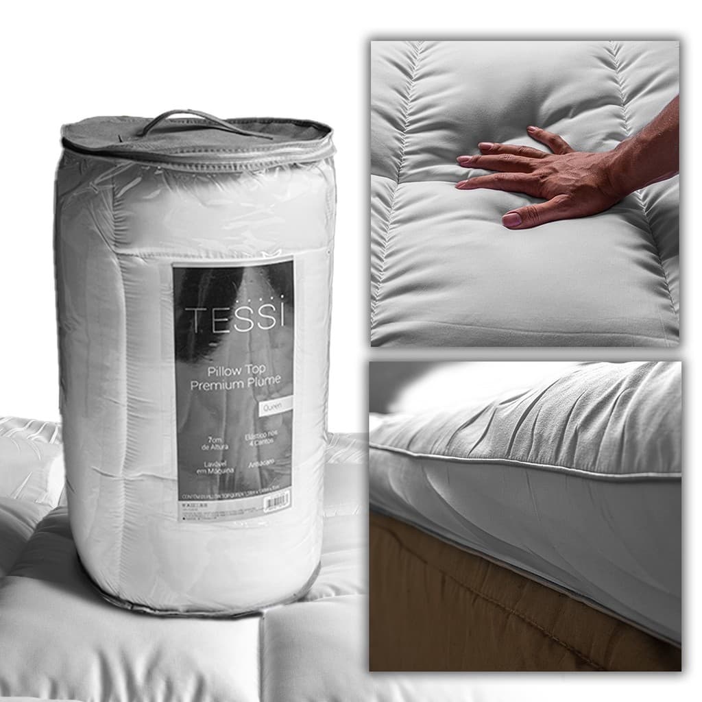 Pillow Top Queen Capa Para Colchão Protetora Toque De Plumas Antialérgica Antiácaro Com Elásticos 1,98 x 1,58 x 7cm