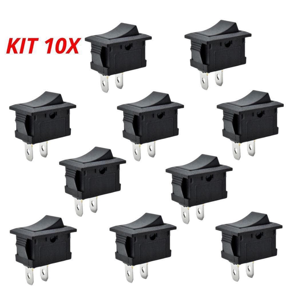 KIT 10 BOTAO ON OFF CHAVE LIGA DESLIGA INTERRUPTOR GANGORRA CHAVE UNIVERSAL 10A TIC TAC 12V A 220V ELETRICO AUTOMOTIVO