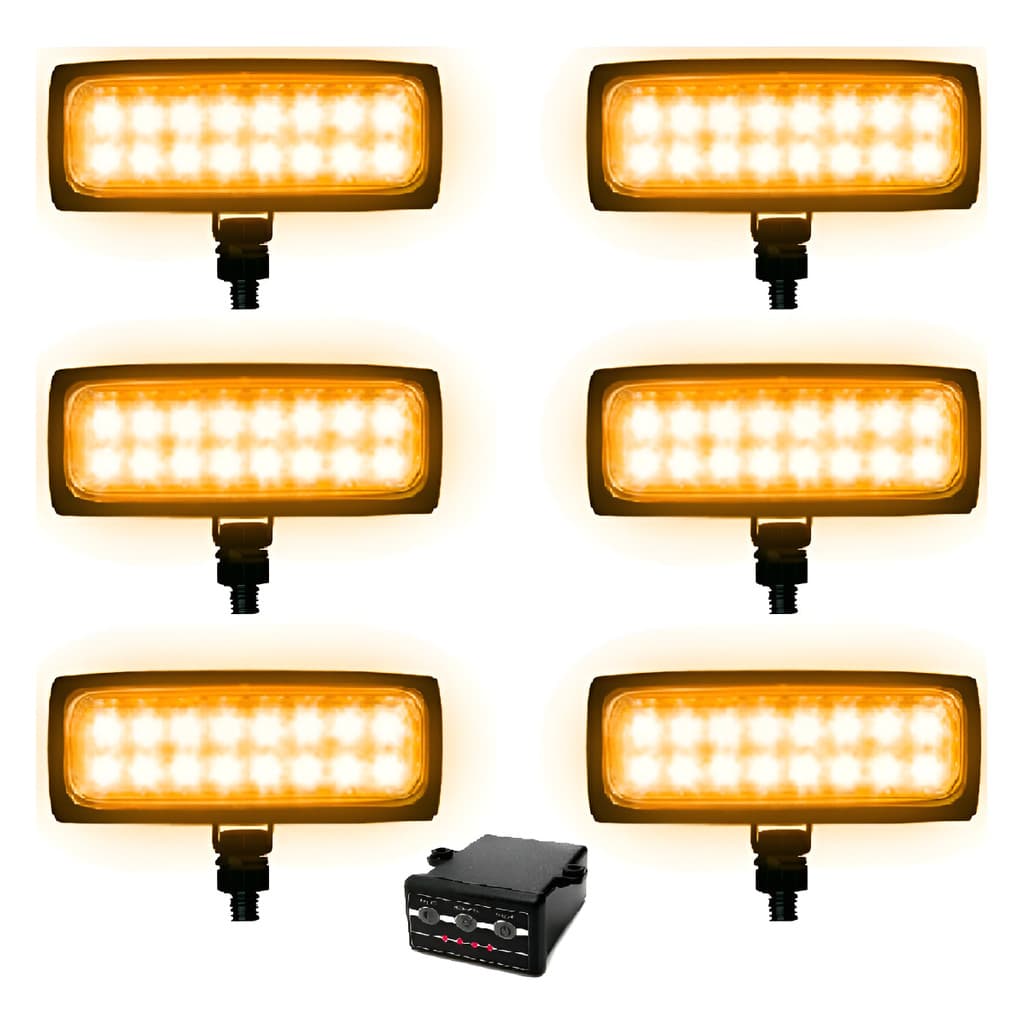 Estrobo Milha Farol Led 24v Amarelo 6 Faról Ônibus Caminhão