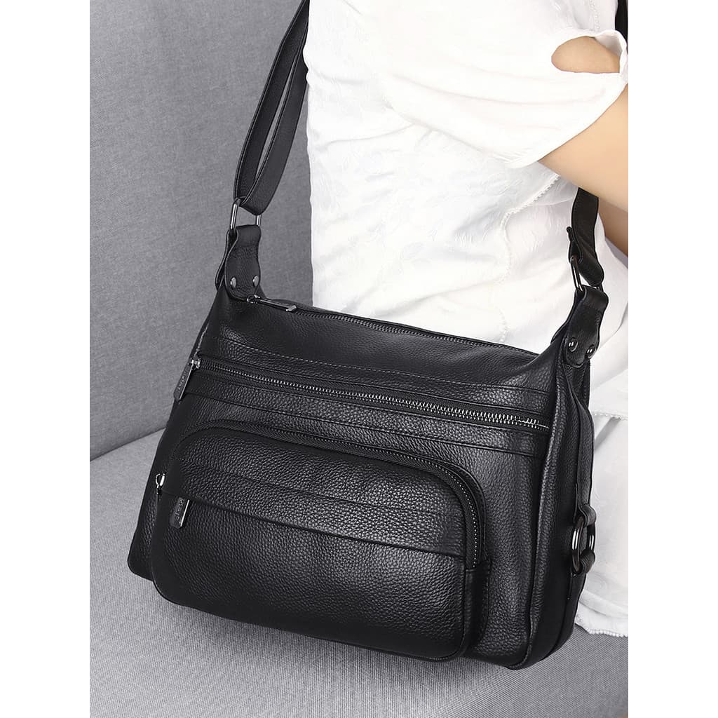 Bolsa mensageiro de couro genuíno feminino 2026 novo estilo senhoras primeira camada de couro de meia-idade bolsa femini
