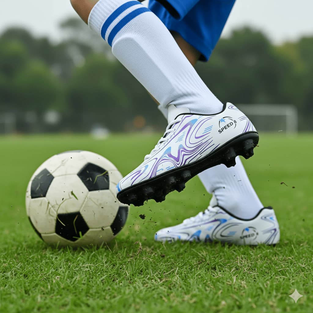 Chuteira Infantil Colorida Estilosa com Detalhes Para Jogos Em Grama Sintética Campo