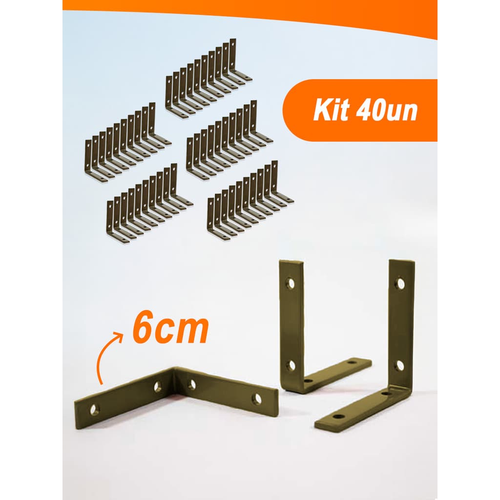 Kit 50 Cantoneiras De 6cm Mão Francesa Para Moveis e Prateleiras- Marron