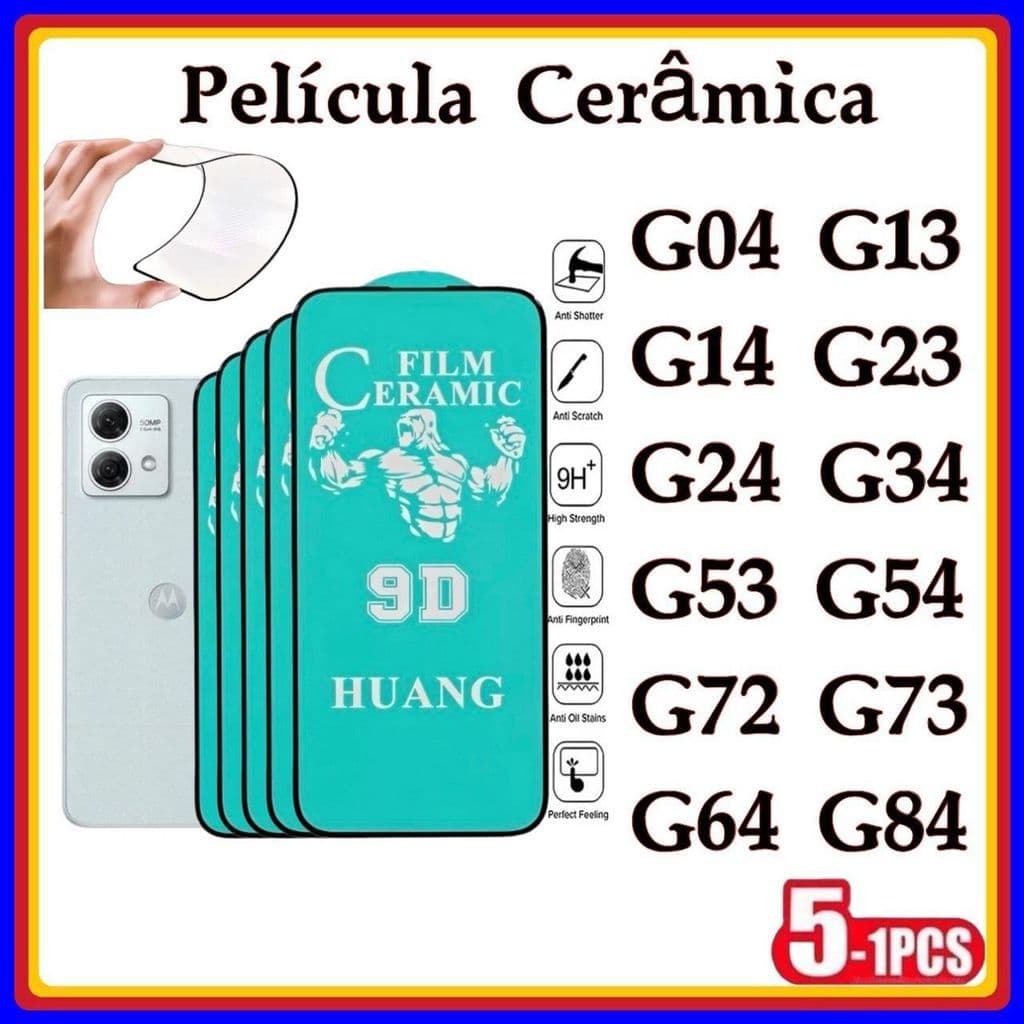 Película de Cerâmica 9D Gel Hidrogel Flexível Moto G04 G13 G14 G23 G24 G34 G53 G54 G72 G73 G64 G84