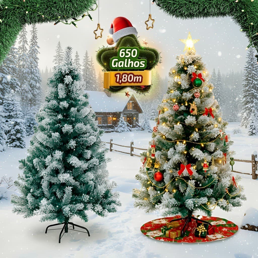 Árvore Natal Pinheiro Verde Nevada 120cm 150cm 180cm 250 450 650 Galhos Cheia Decoração Natalina