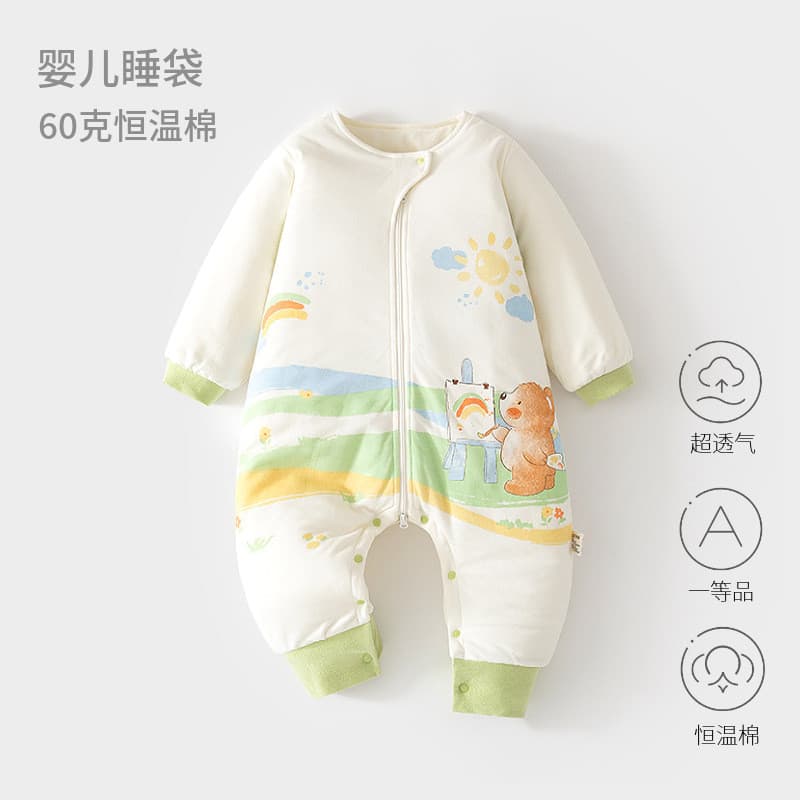 Bebê termostático saco de dormir mais algodão outono inverno acolchoado bebê Split-perna pijamas recém-nascido tipo zípe