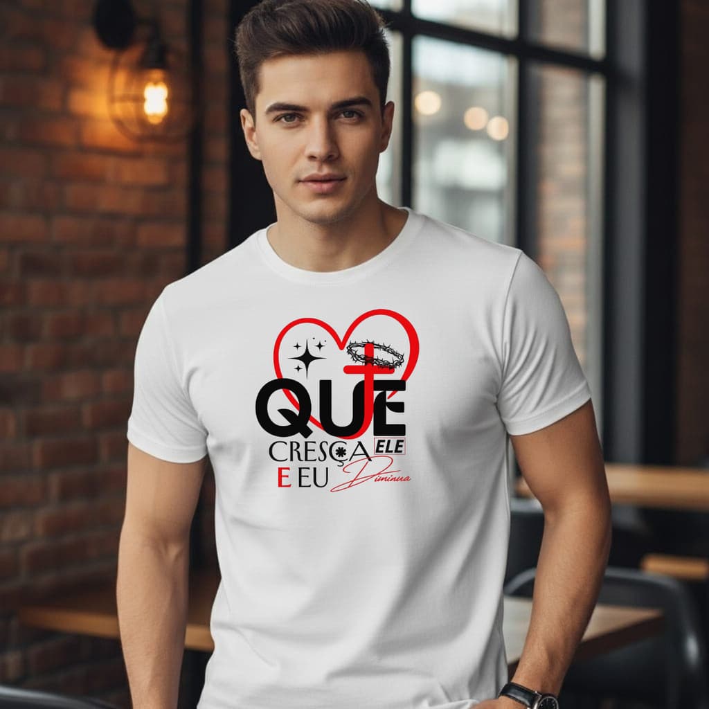 Camiseta Unissex 100% Algodão Estampa Que Ele Creça Blusa Gospel Cristã