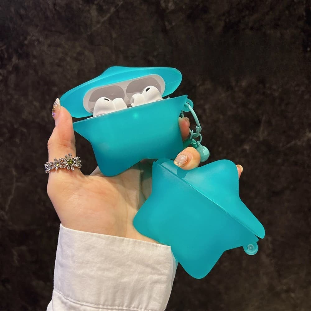 Para AirPods 4 pro3 2025 Capa Fofa Estrela Amarela Azul Gelo Com Pingente 1/2 pro 2 3 Protetora De Fone De Ouvido Sem Fi