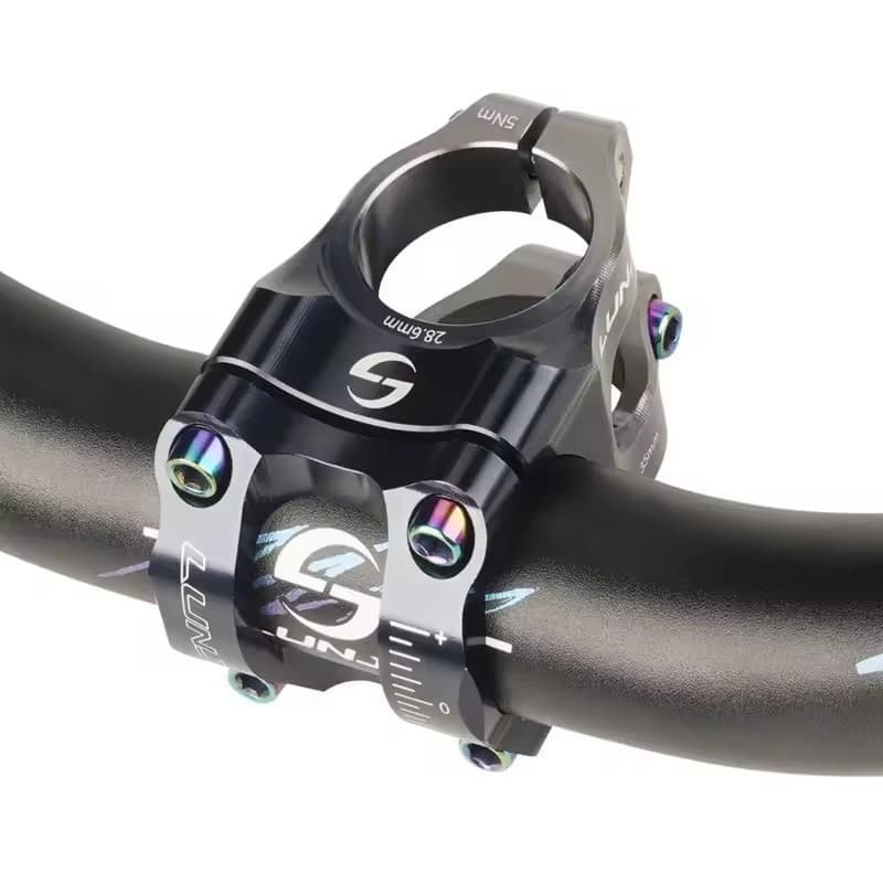 LUNJE Mesa de guidão CNC para bicicleta de montanha, ponte curta, potência 31,8 mm alta resistência, riser para escalada
