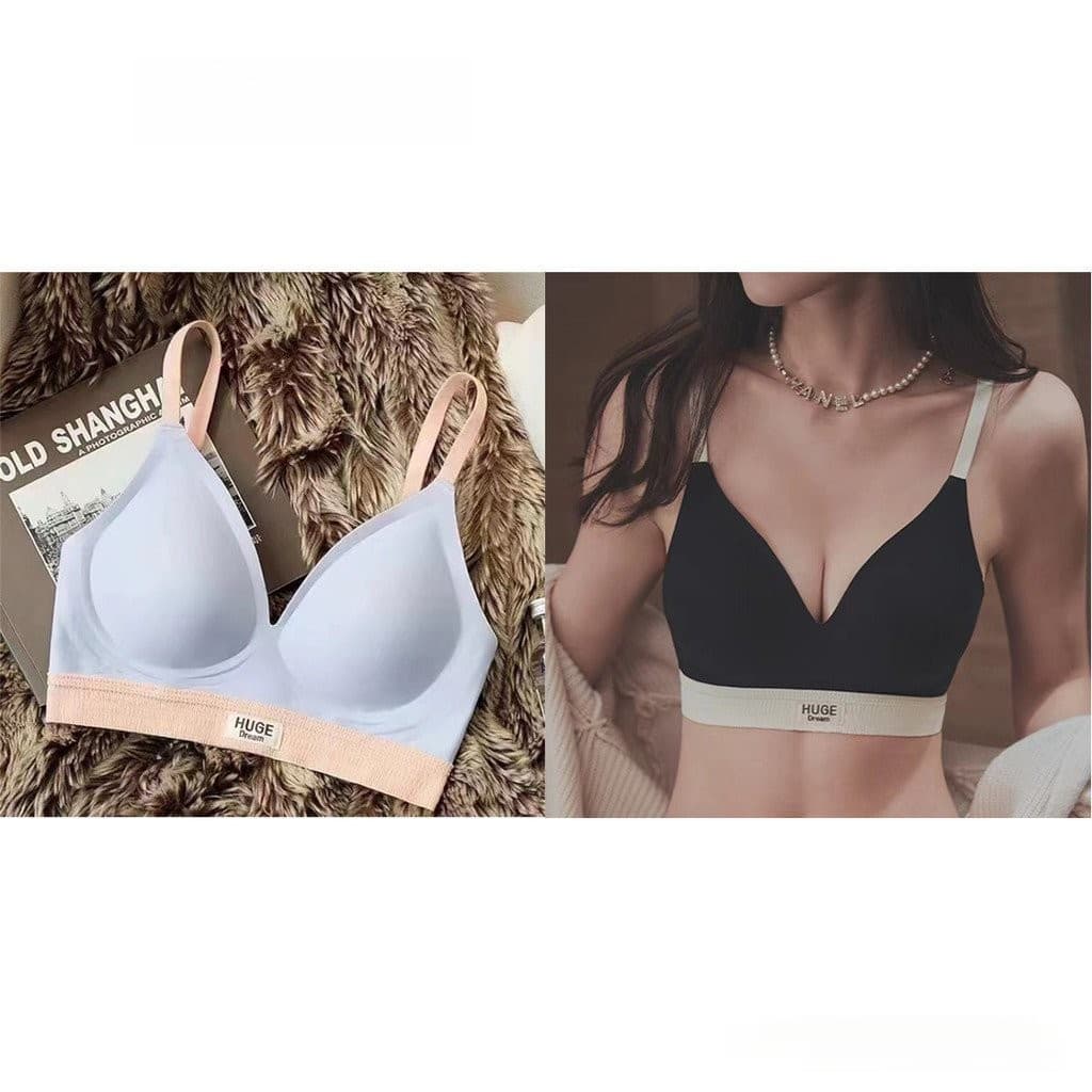 LNA10055 (Multicolorido) Sutiãs Casuais Simples Com Detalhes De Fita Contrastante Para Mulheres-* E TJDZ