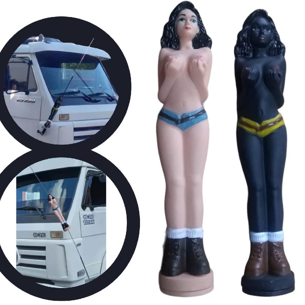 2 BONECA MORENA E PRETA DECORATIVA ENFEITE PARA ANTENA PX CAMINHÃO
