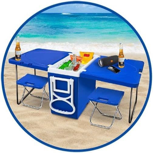 Caixa Térmica Cooler 32L Arqplast com Rodinhas Só Cooler ou Kit 3 em 1 com Mesas ou 5 em 1 Completo