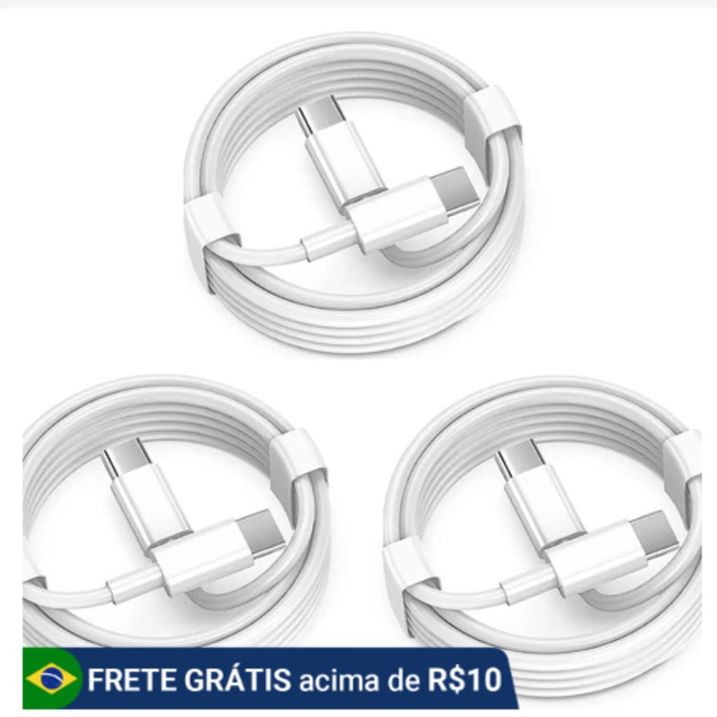 KIT 10/20/40 Cabo Tipo C- Tipo C Dois Lados Para Cabo De Carga Rápida Cabo 1Metro