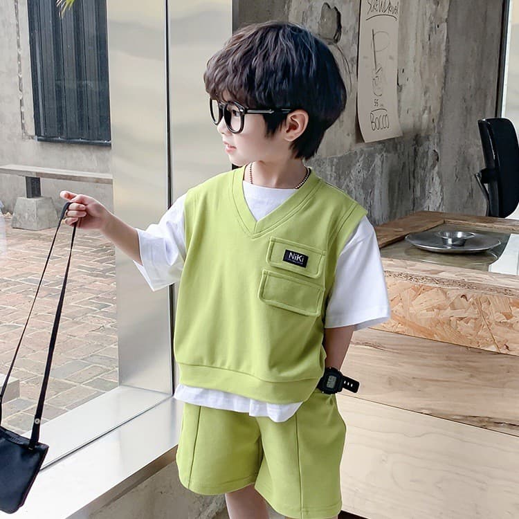 Conjunto De Roupas De Verão Para Meninos 2025 | Duas Peças De Manga Curta Moderna Streetwear Casual Legal
