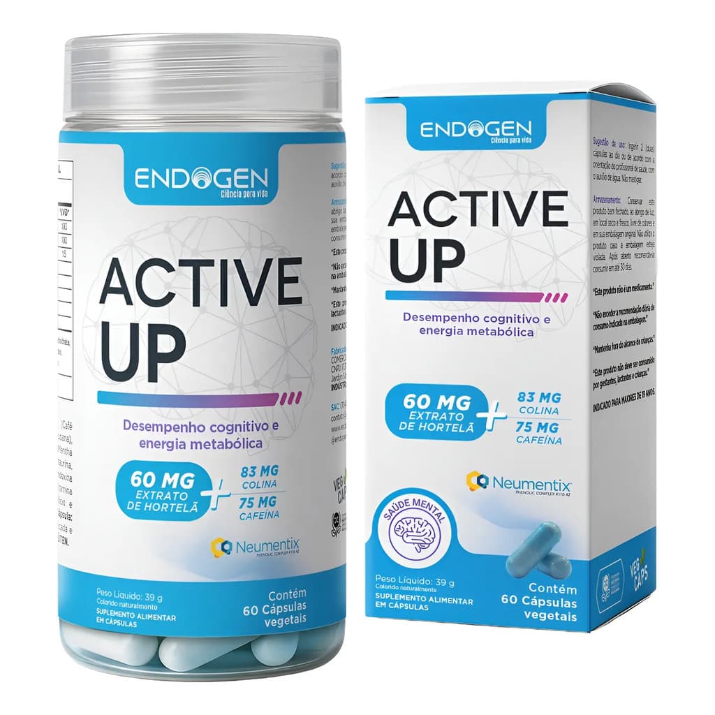 Active UP Endogen 60 Cápsulas Energia Foco e Concentração