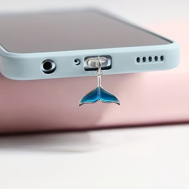 Plugue Anti-poeira para Celular, DIY, Azul Oceano, Cauda de Sereia, Pequeno Pingente, Decoração de Celular V9HV