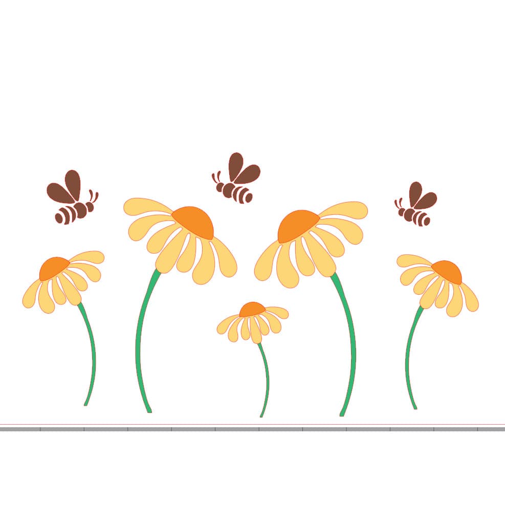 Stencil margarida e abelhinhas, estêncil lavável, pintura em tecido, pano de prato artes flores