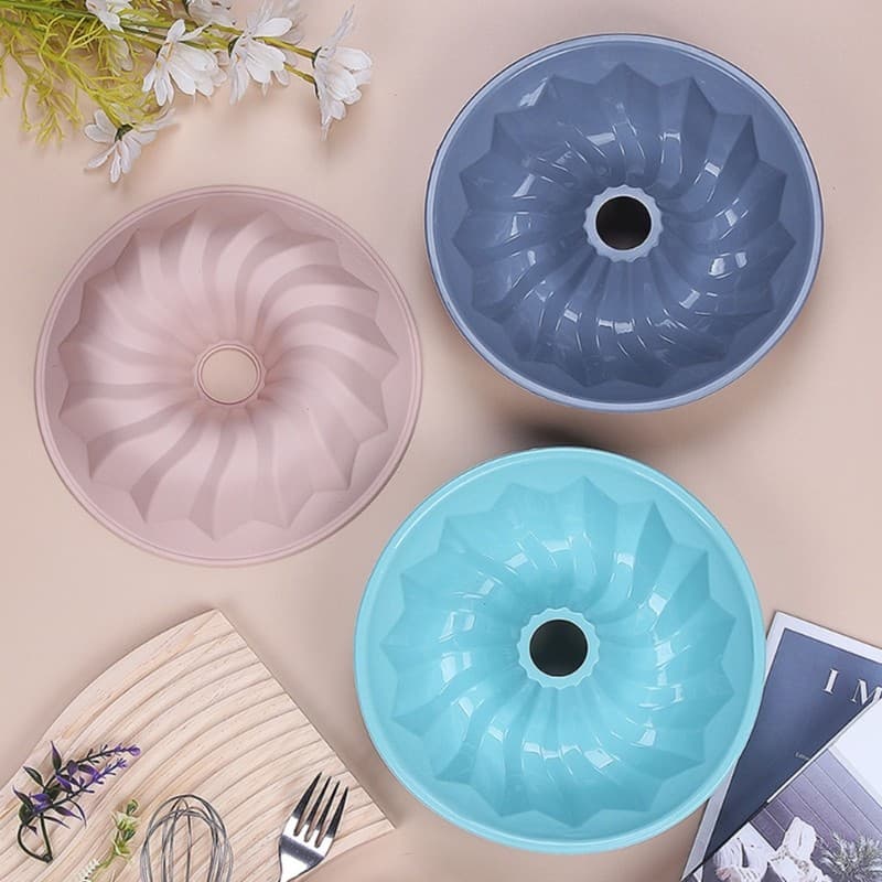 YU Moldes De Bolo De Silicone Formato De Flor Antiaderente Canelado Bundts Pan Cozimento Flexíveis Reutilizáveis Para Bo