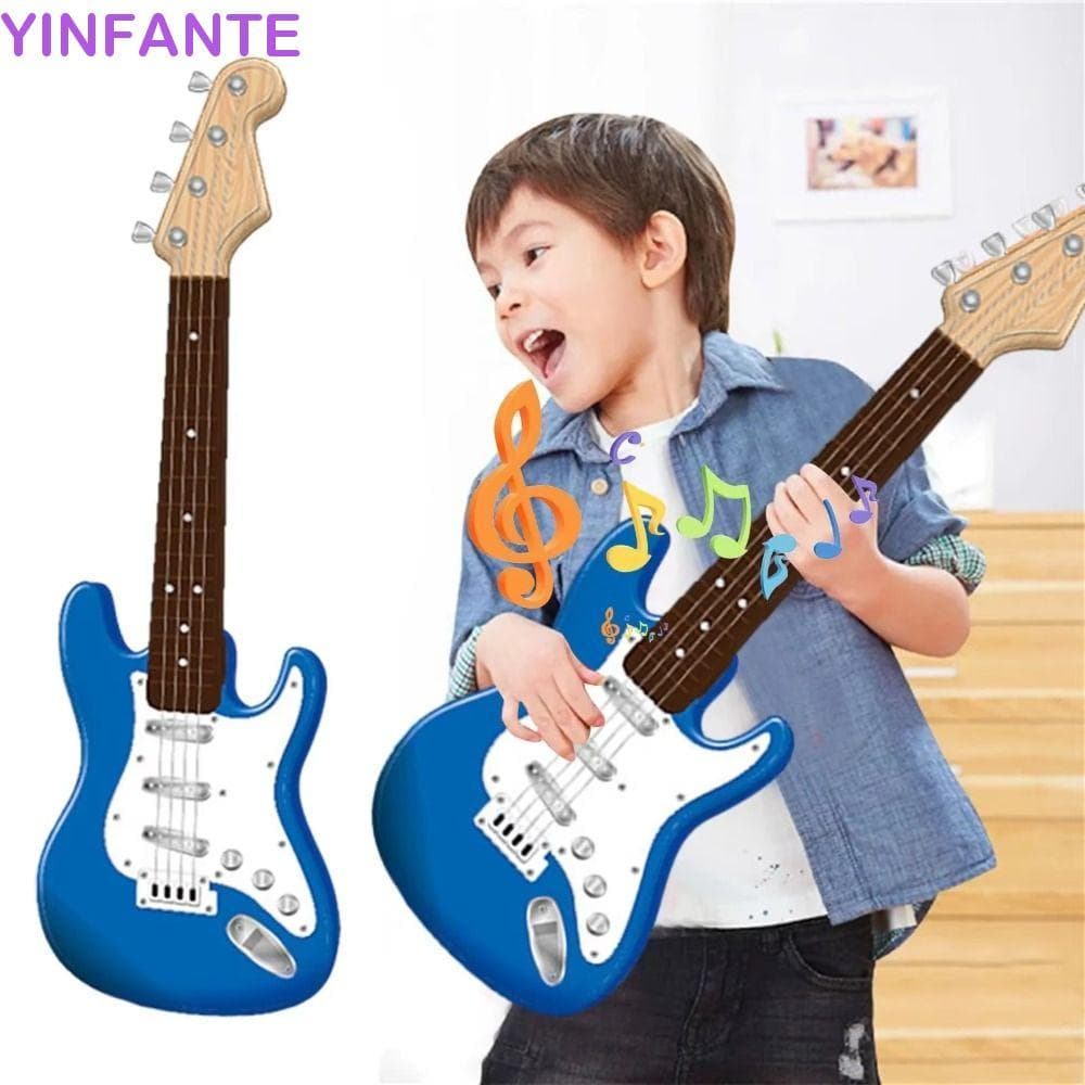 Brinquedo De Instrumento Eletrônico YINFANTEWN , Guitarra Elétrica Jogável De 4 Cordas , 43 Cm