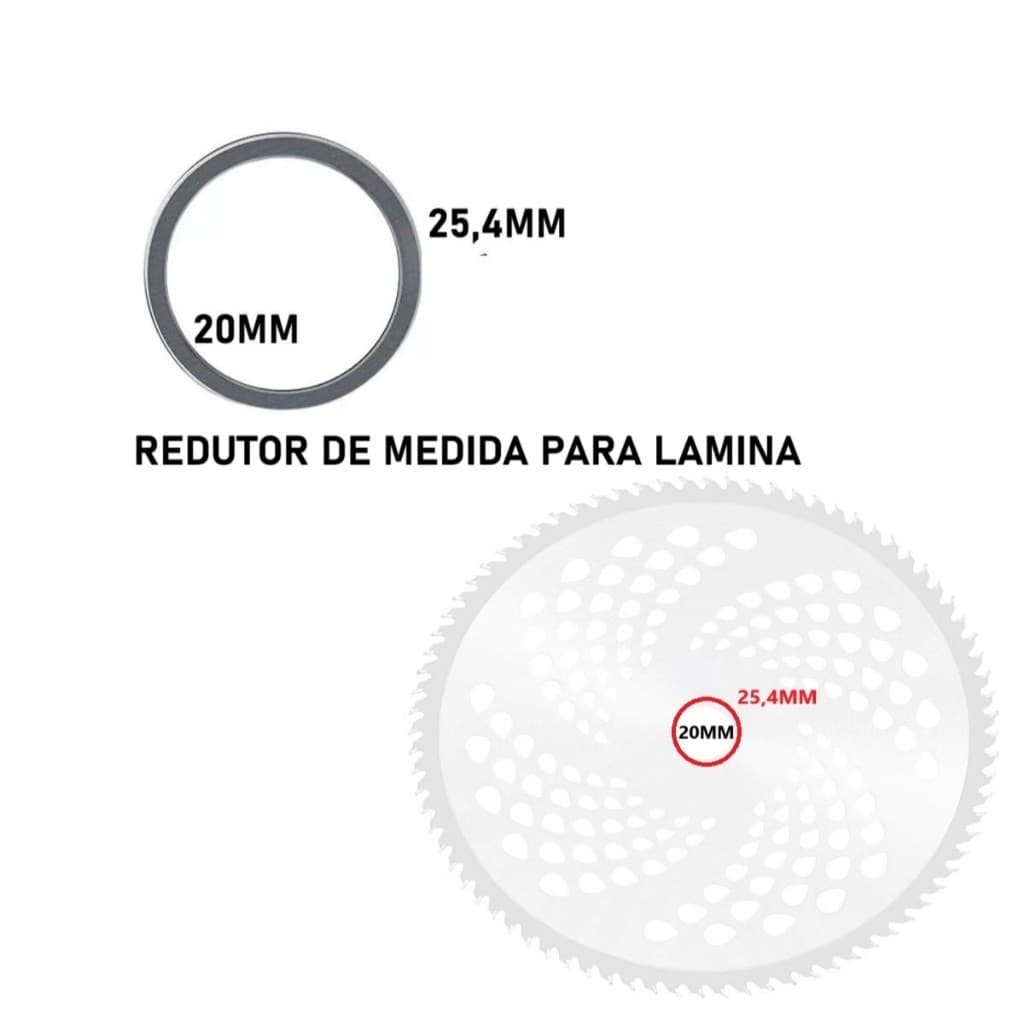 Anel Redutor para Lanina Diametro de 25,4mm para 20mm -Redutor furo Central disco para Roçadeira