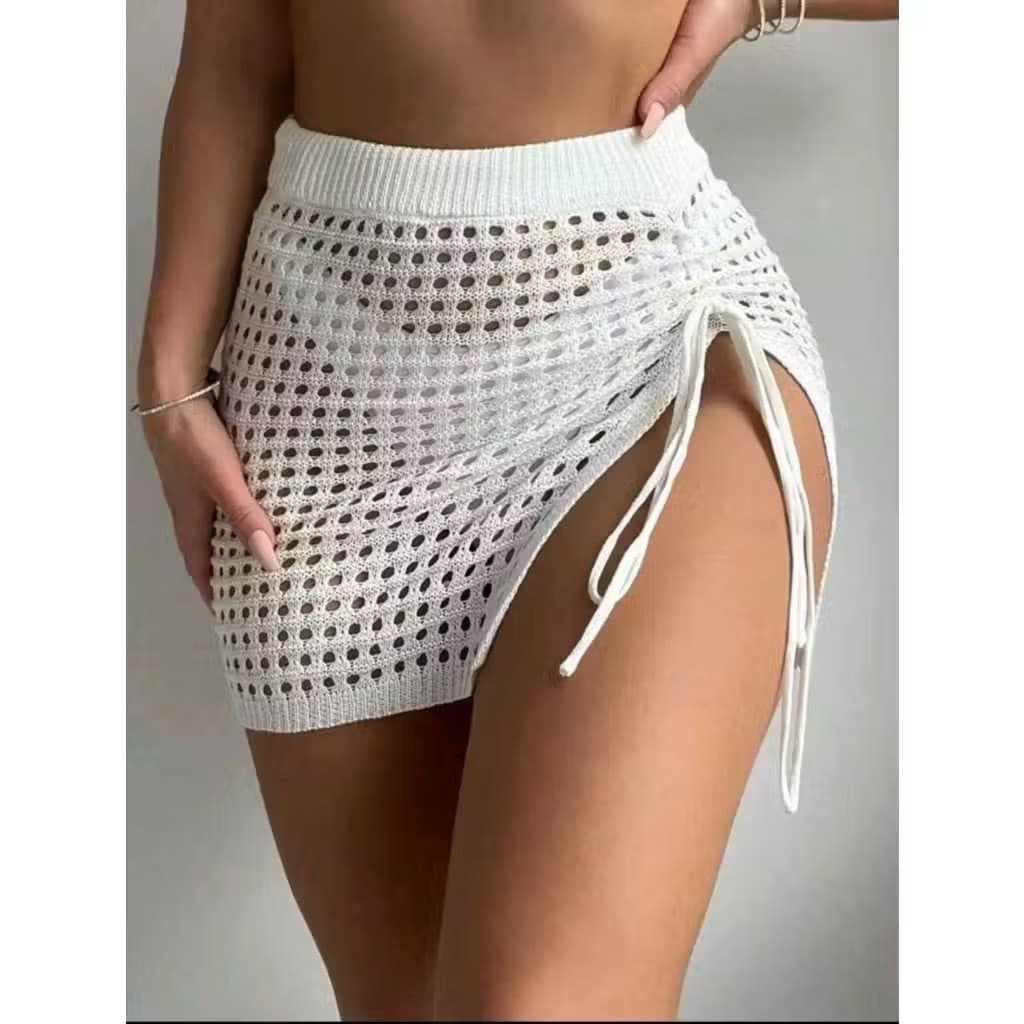 Saia saída de praia curta amarração lateral saída de banho moda feminina de verão tendência