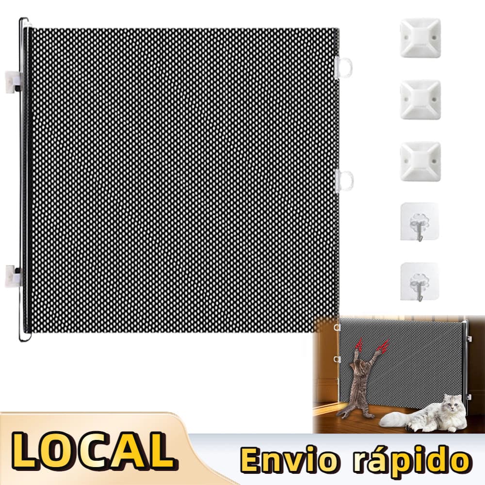 Portão Grade Retrátil de Proteção 50x125cm para Animais – Expansível, Instalação Fácil, Sem Danos à Parede