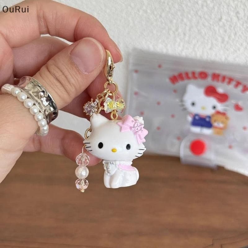 { RUI } Kawaii Sanrio Kitty Chaveiro Dos Desenhos Animados Princesa Gato Pingente Anime Periférico Mochila Decoração Cor