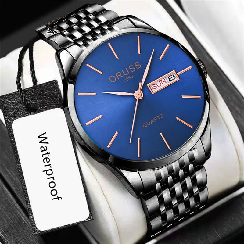 ORUSS Relógio De Pulso Para masculino De Aço Inoxidável À Prova D'água Luxo Automático De Quartzo SS