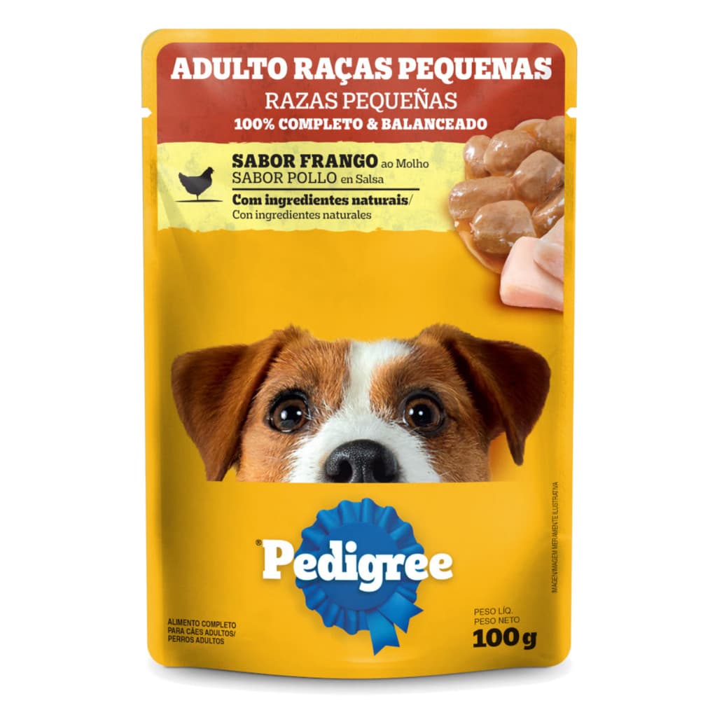 Sachê Pedigree para Cães Adultos de Raças Pequenas Frango ao Molho 100gr
