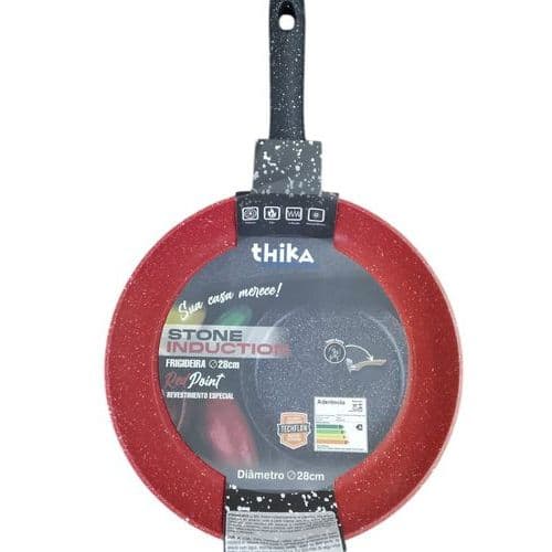 Frigideira Alumínio Antiaderente 28cm Vermelha Multifuncional Cozinha Durável