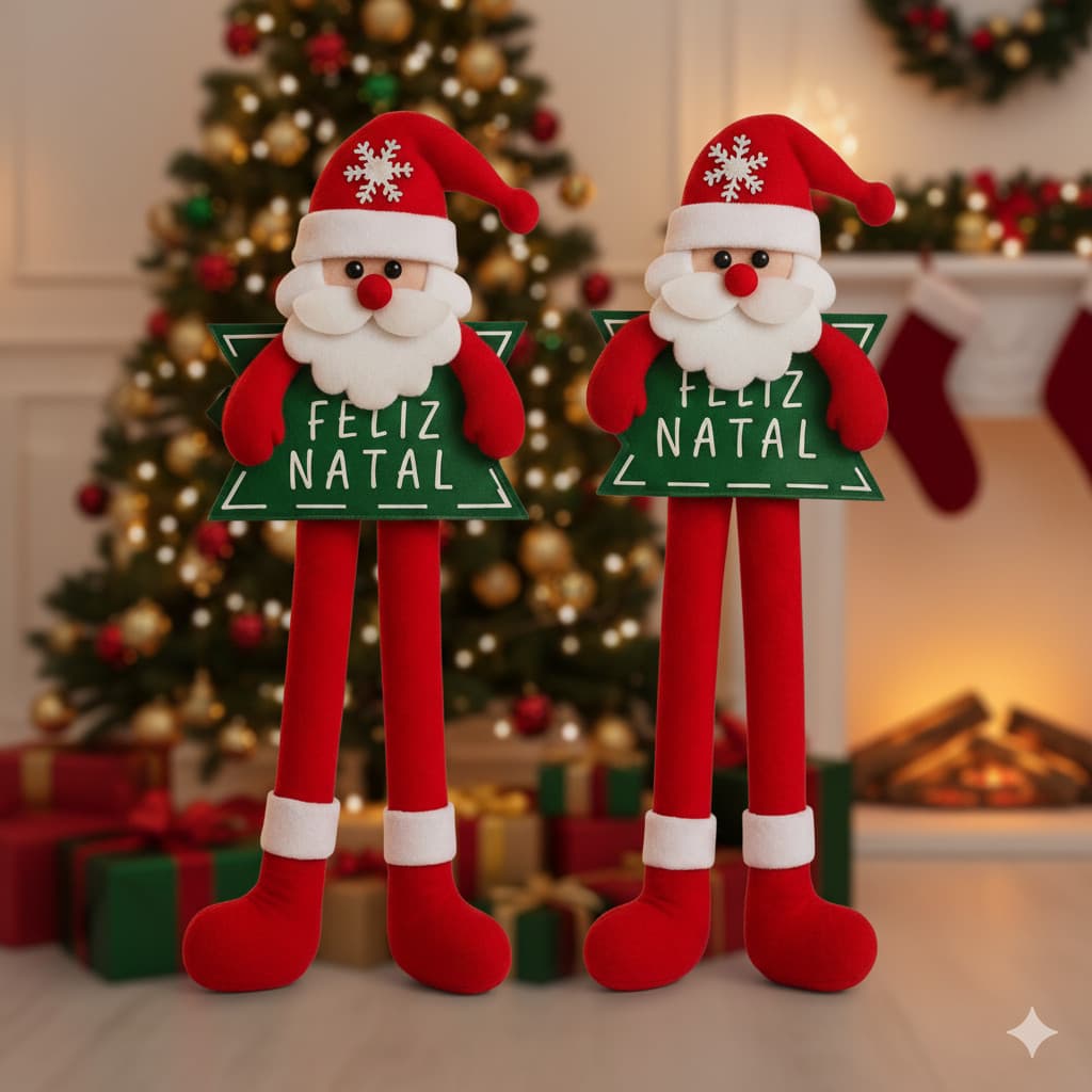 Bonecos Perna Longa Com Placa Feliz Natal Papai Noel Boneco de Neve Decoração de Porta Natalina